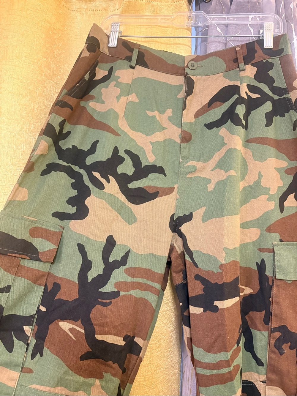Women Camo Cargo Pants - Green Woodland